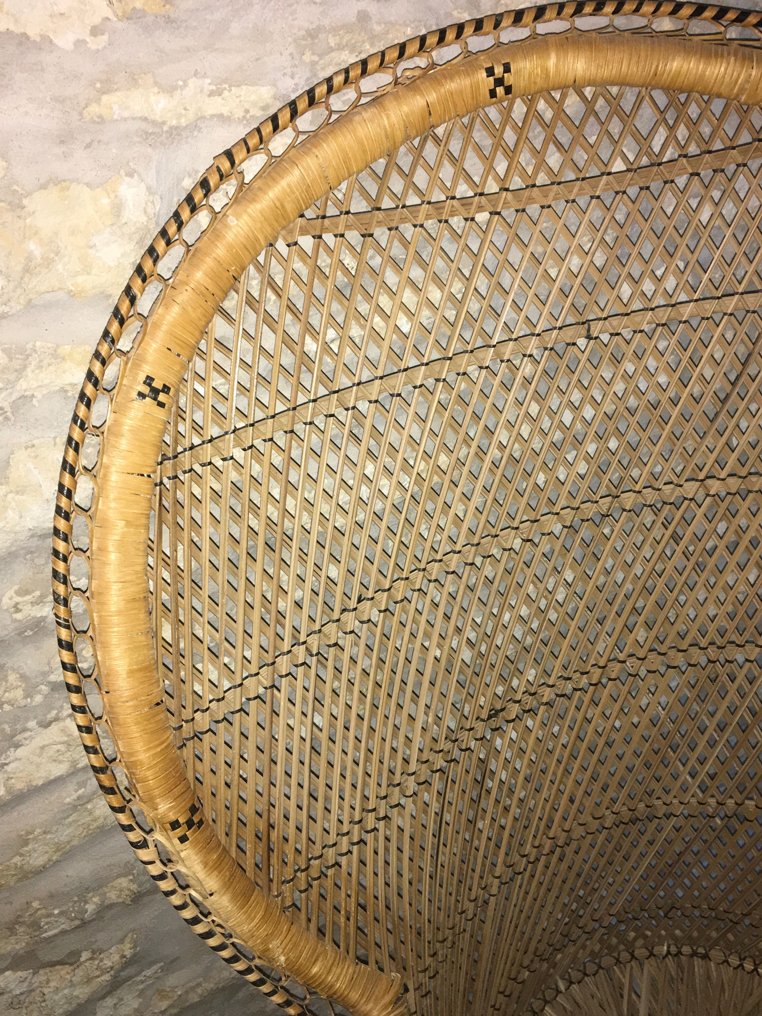 Fauteuil Emmanuelle en rotin années 70