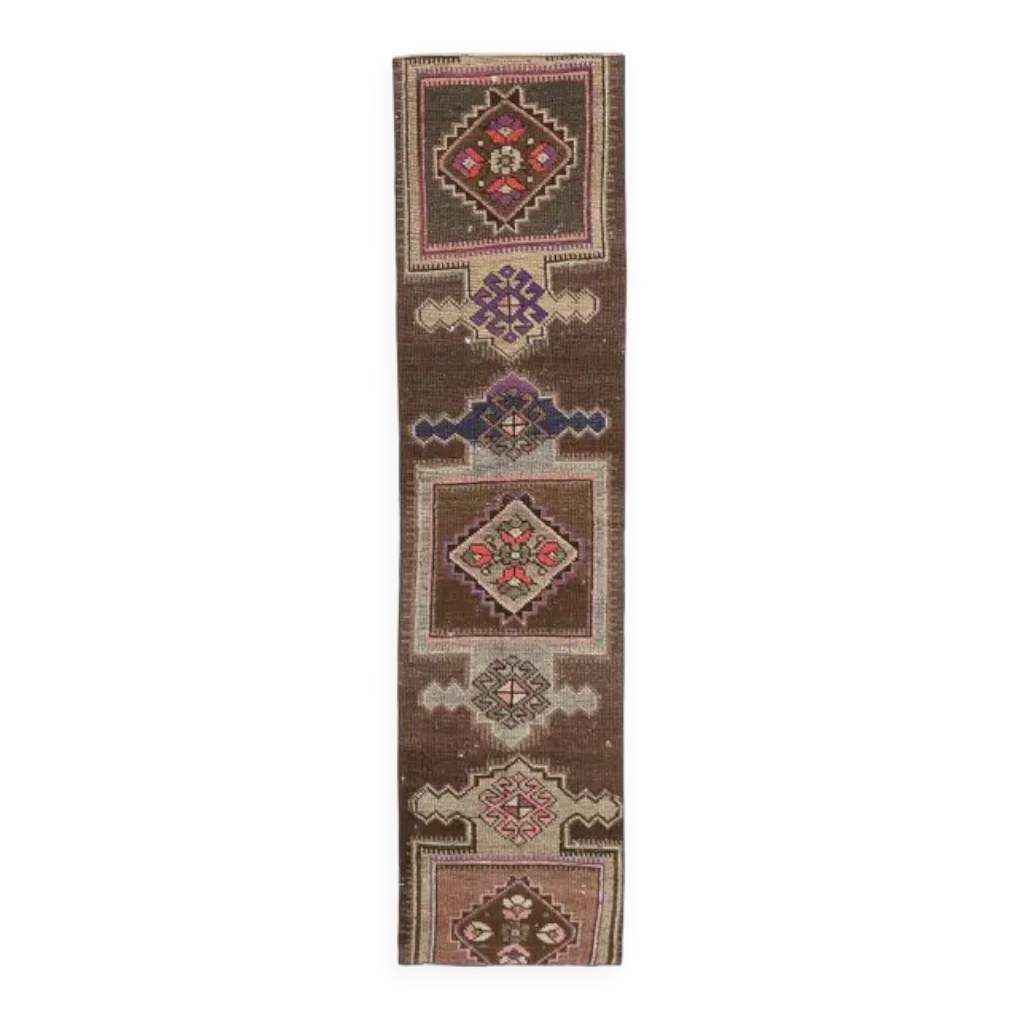 Vintage Turkish Oushak Handmade Wool Cotton Brown Runner Rug 56x235