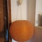 Orange granular resin ball pendant light, 1970