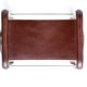 Antique Steel and Dark Brown Saddle Leather Footrest, Contemporary Style