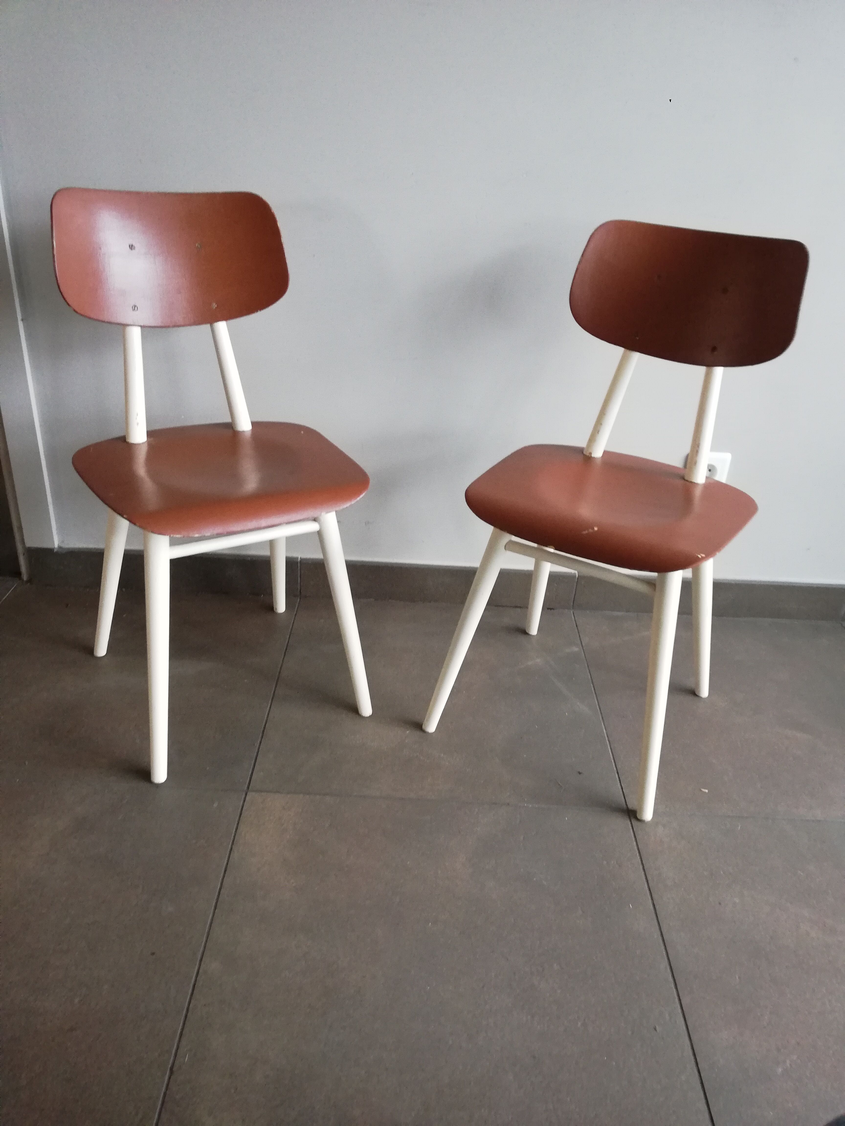 2 vintage Czech wooden chairs, Ton ex Thonet, 1960
