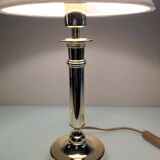 Brass lamp and lampshade fabric ecru / vintage 70s