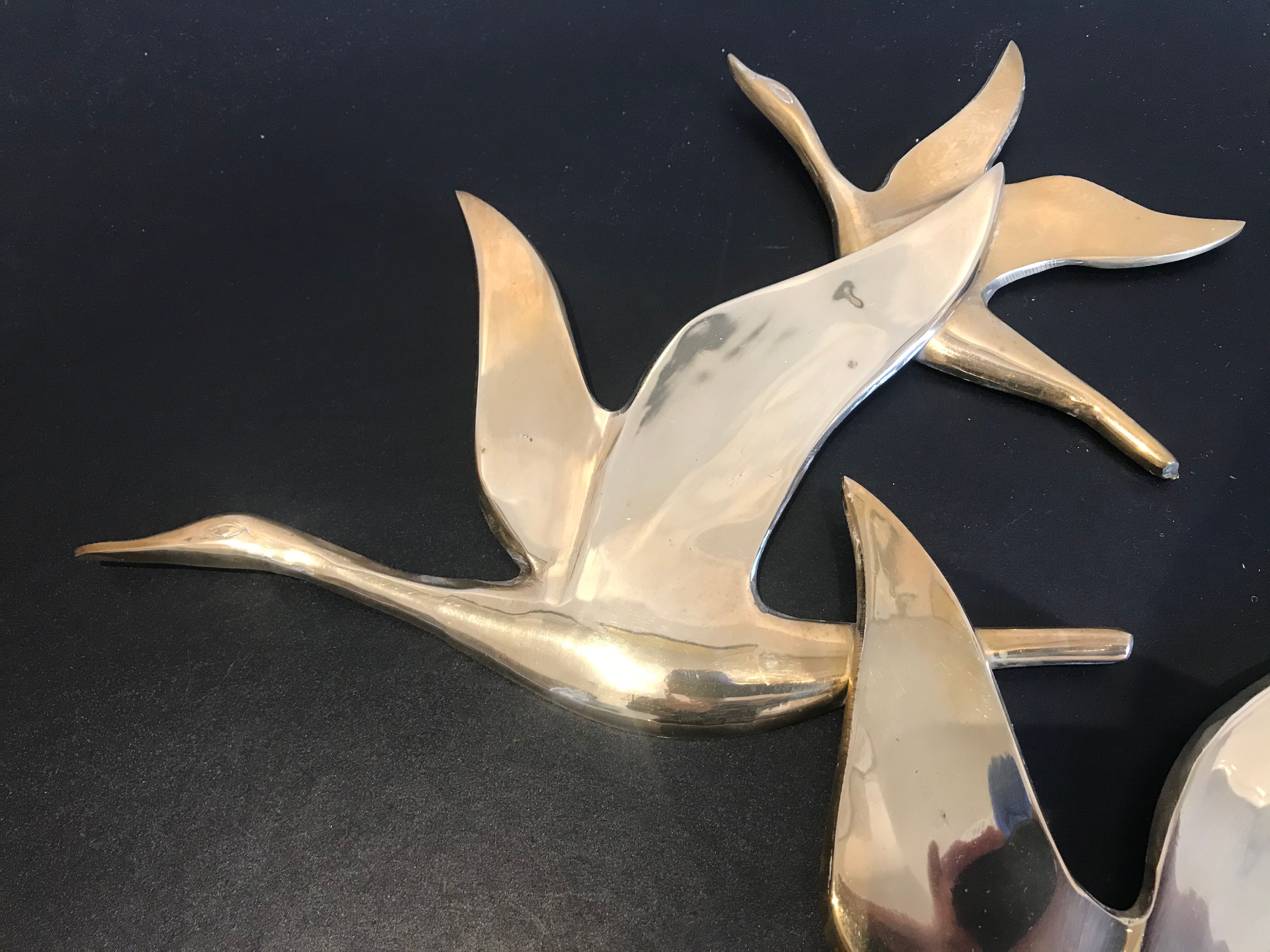 Birds in brass flight