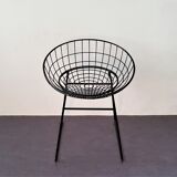 Black KM05 Wire Stool by Cees Braakman & Adriaan Dekker for Pastoe, 1960's