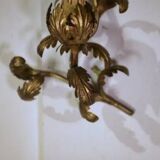 Pair of floral wall sconces in gilt steel, 1960s