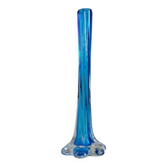 Blue twisted glass soliflore vase