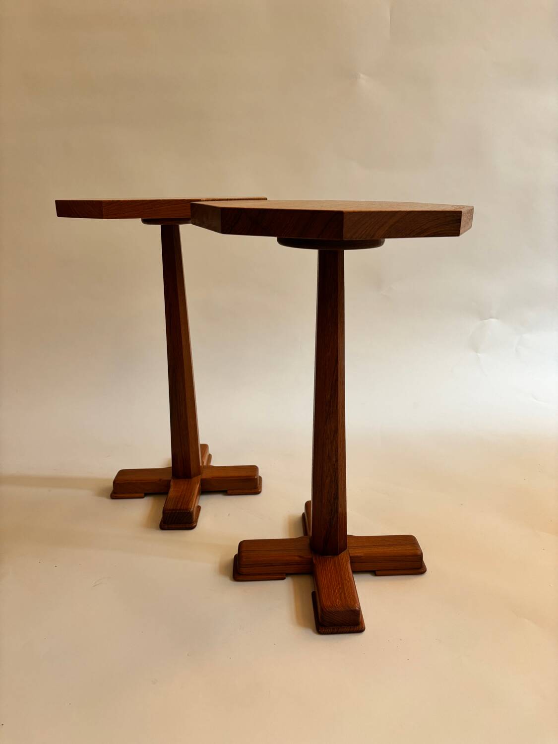 Graphic wooden stool pairs