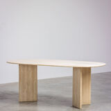 1970 oval architectural travertine dining table