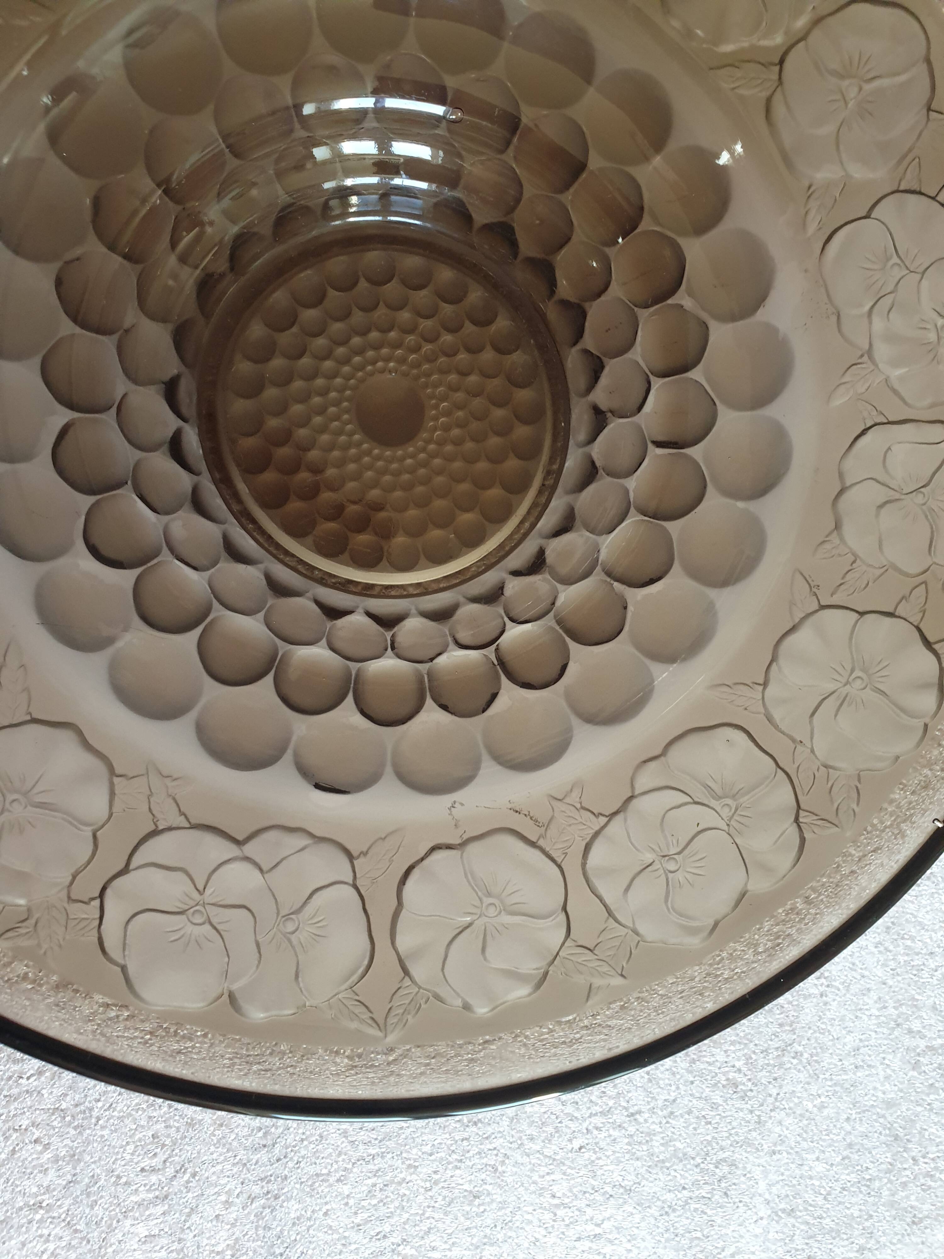 Art Deco fruit bowl circa 1930 in brown smoked glass