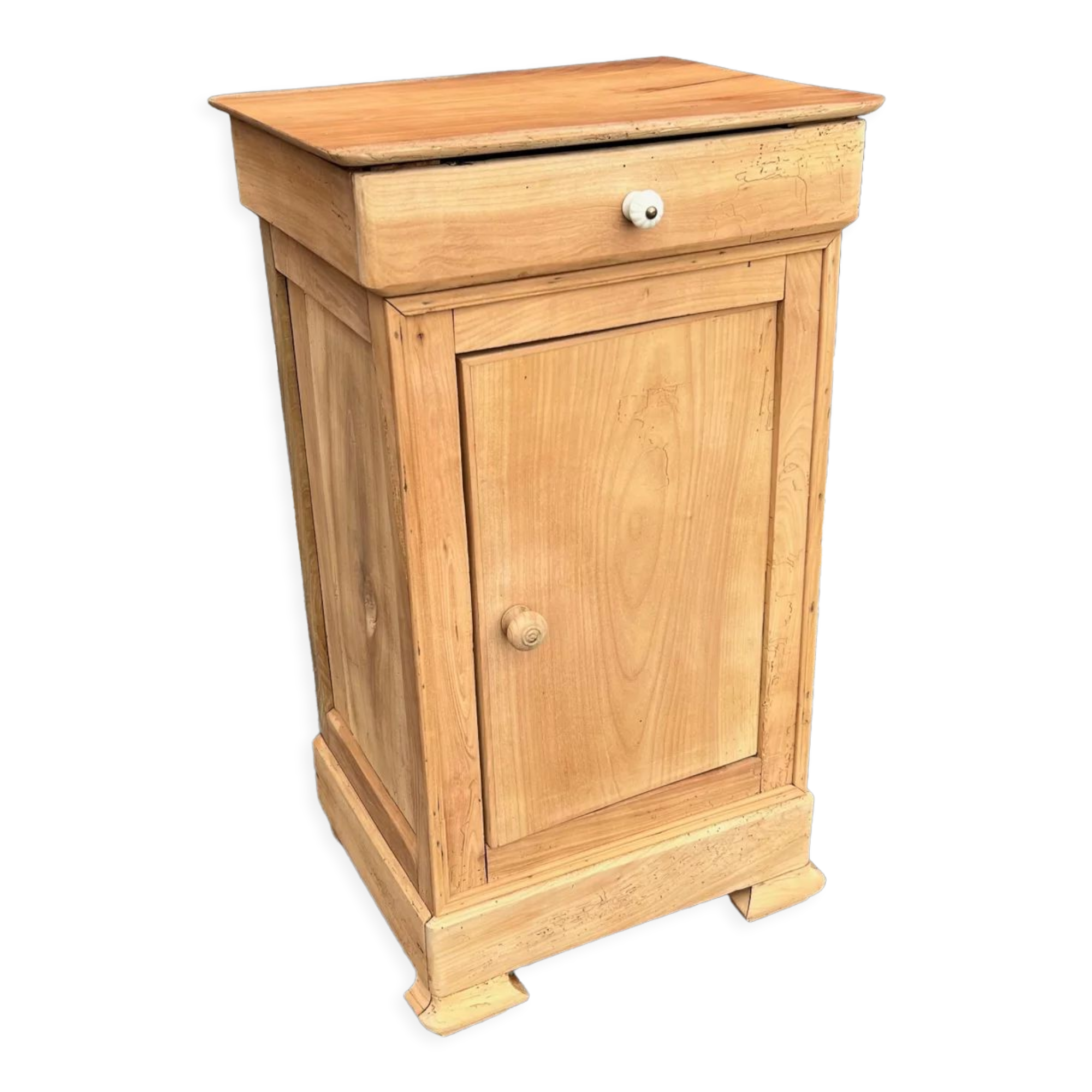 Table De Chevet Louis Philippe En Merisier Massif - XXème Siècle - Fait Main