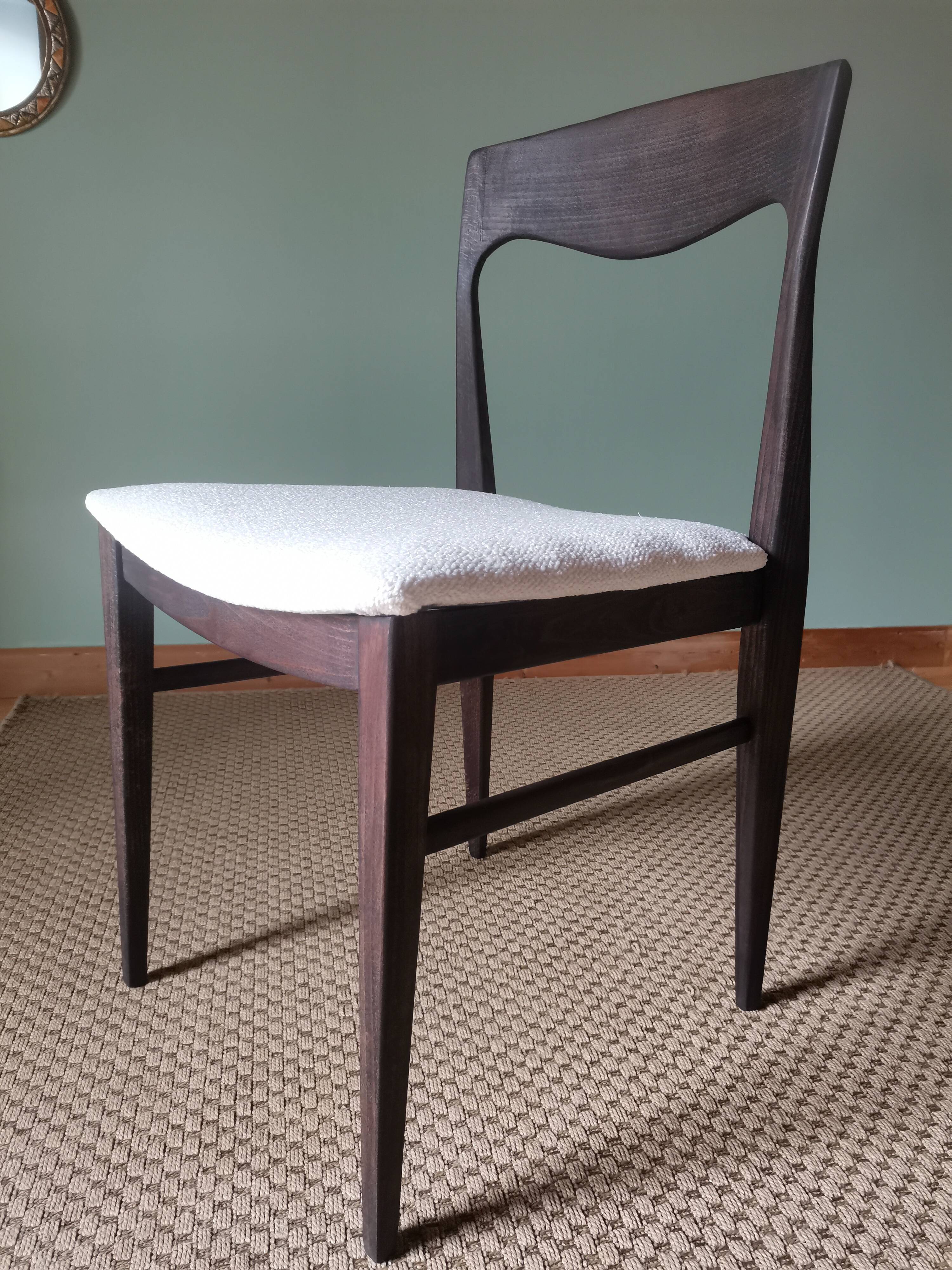 White boucle Scandinavian chairs