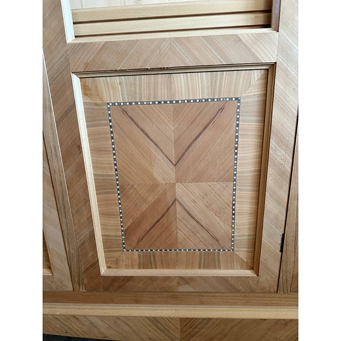 Walnut Cupboard With Cherry Inlays in Natural Raw Wood