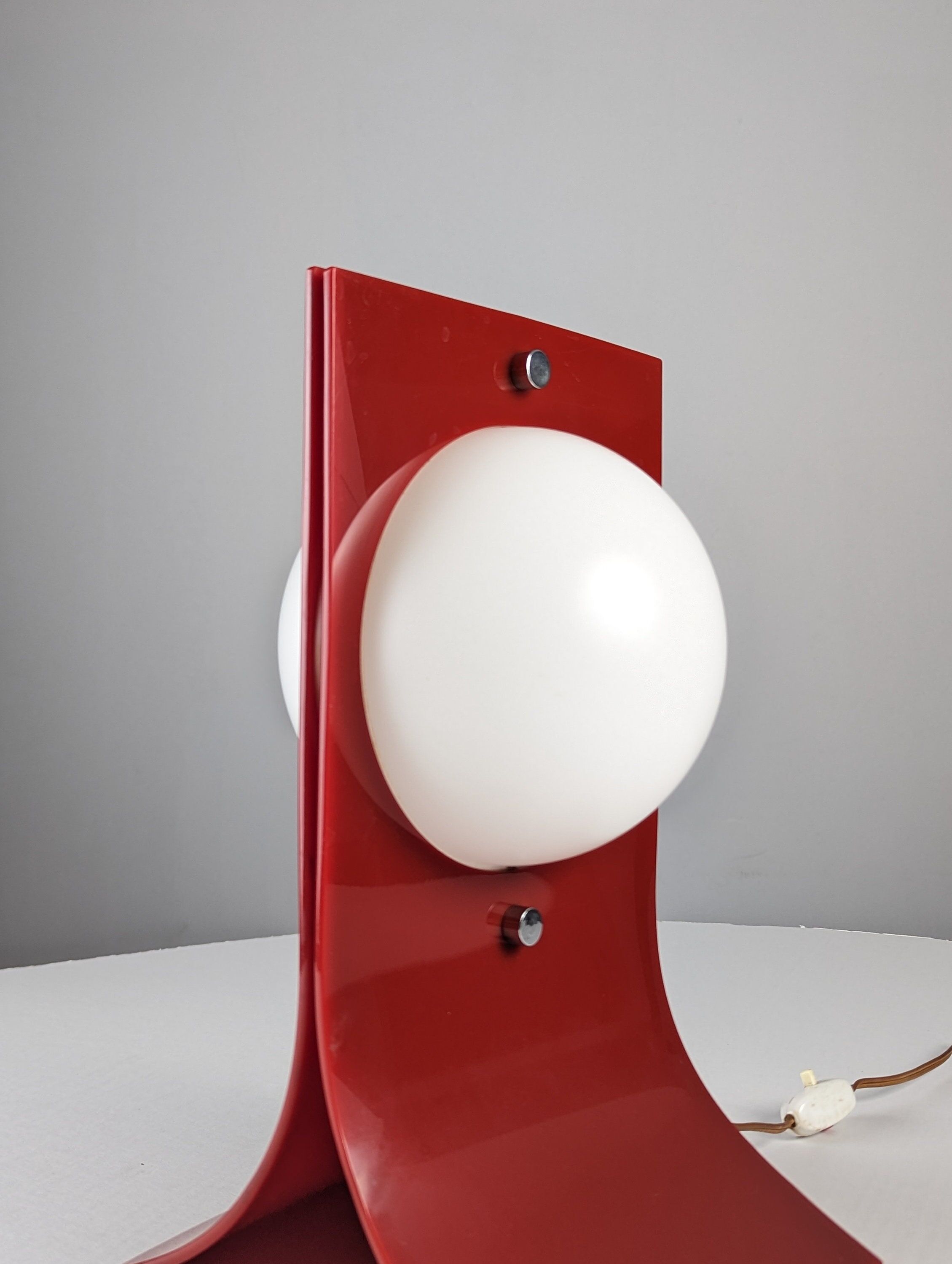Red Acrylic Area Type Table Lamp by Neal Small, 1960s