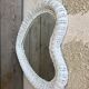 Vintage 60s white rattan mirror 46x46cm