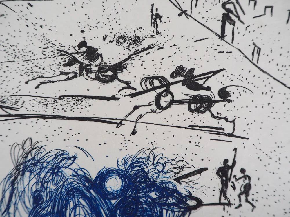 Salvador Dali: The Blue Riders, Original signed etching
