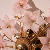 Charming Murano Vintage Ceiling Light Pink Flowers, 1970s
