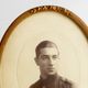 Antique art deco brass photographic frame - in memory of a young soldier - 1926