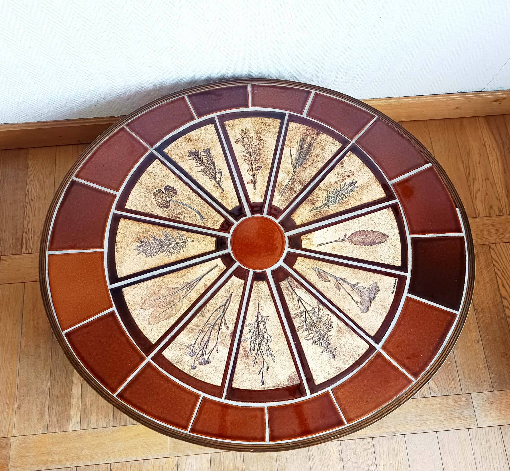 Herbarium coffee table by Roger Capron 1960