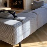 Kartell 3-seater sofa largo (black - houndstooth fabric and steel)
