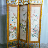 Vintage screen in bamboo handmade painting
