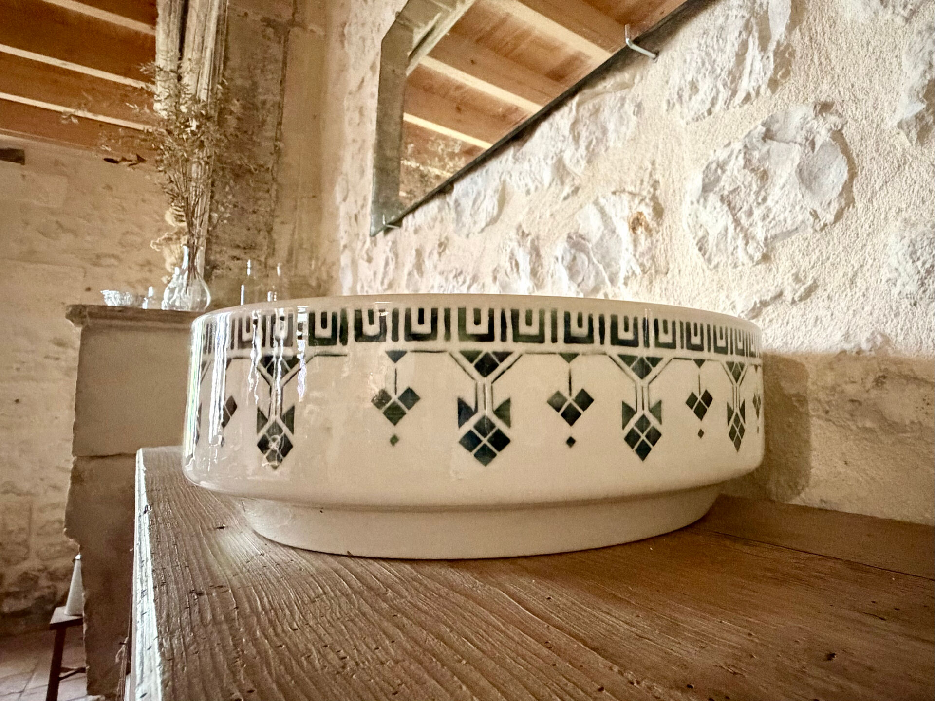 Large earthenware salad bowl