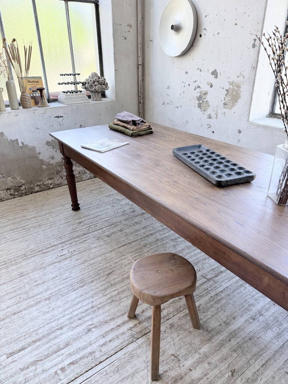 Solid oak table 1900 drapery style XL 250cm