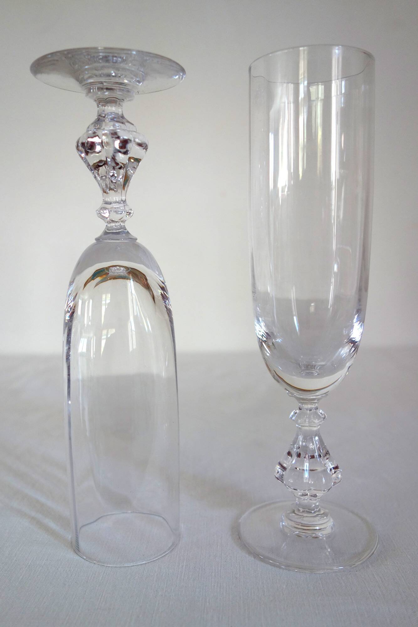 6 champagne flutes in Sèvres crystal, Choiseul model