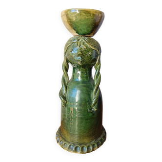Vintage anthropomorphic candlestick in glazed ceramic - Cathy Wurge