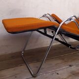 Deckchair Lama chrome vintage fabric