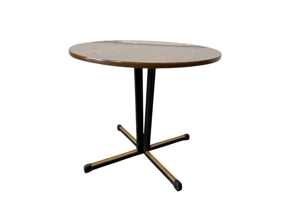 Vintage round side table / side table with black star base