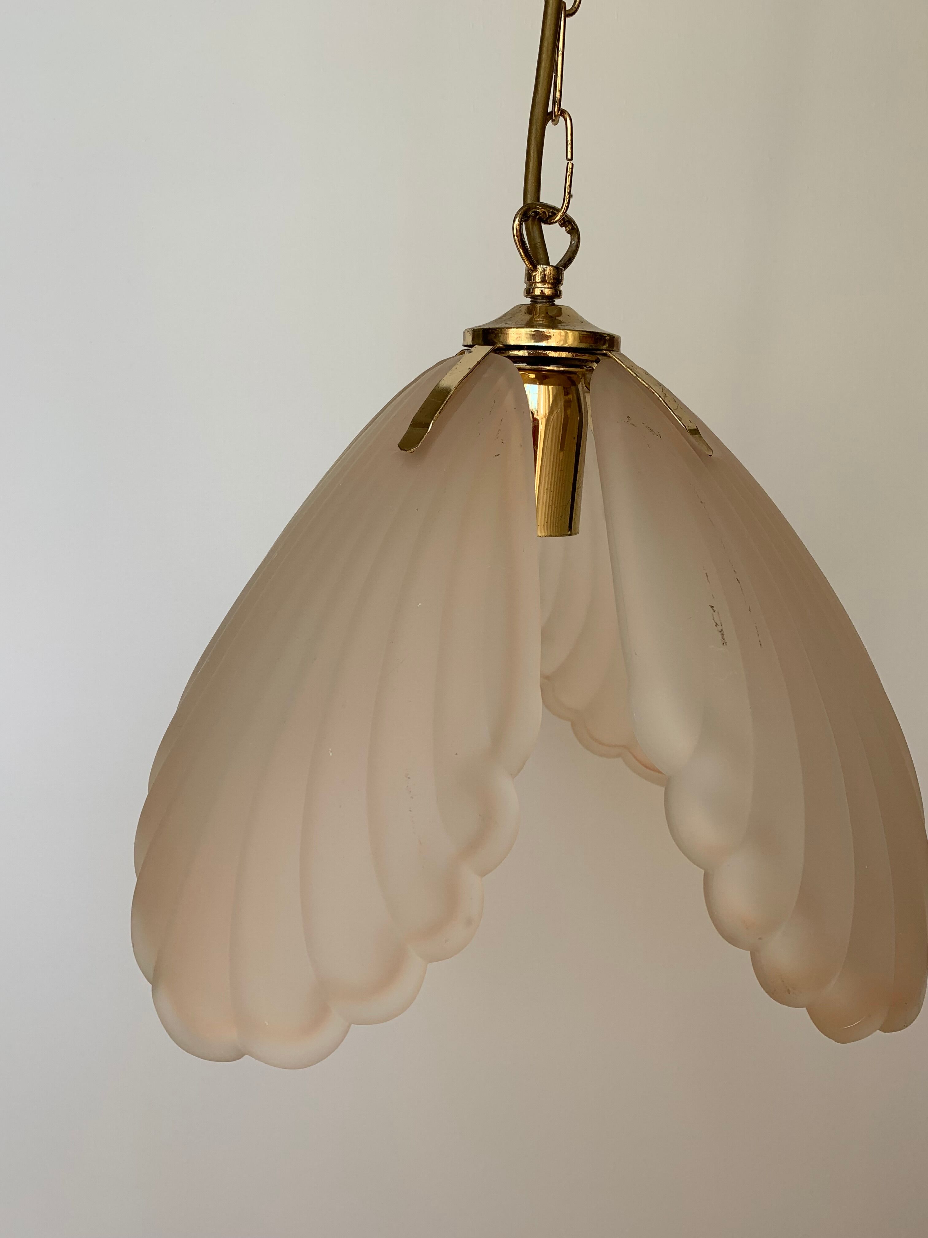 Frosted glass pendant lamp and shell brass