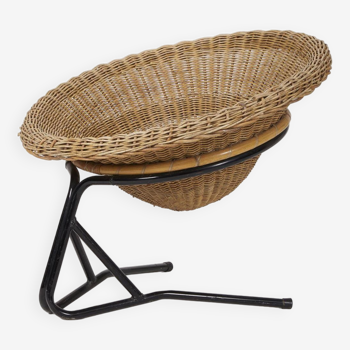 Arnold Bueno rattan and metal armchair by Mesquita