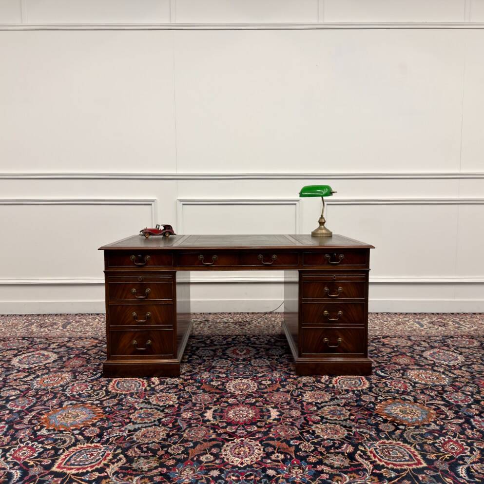 English Classic Desk with Green Leather