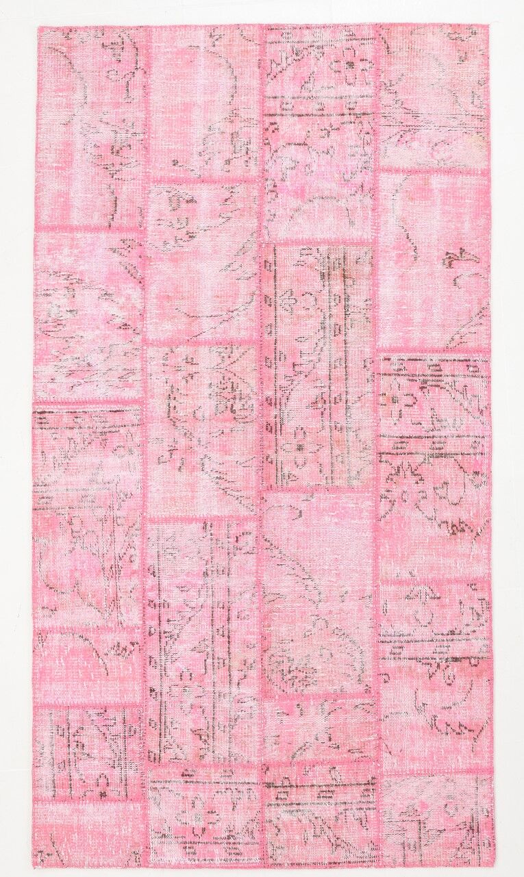 4x7 Soft Pink Vintage Patchwork Rug 225x123Cm