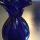 Vintage vase in blue glass paste
