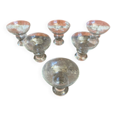 6 coupes à glace vintage en verre, France