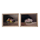 Set of vintage original flower oil paintings, flower still life pair