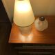 Pair of Art Deco pressed glass vases converted into lamps signed Carrillo.