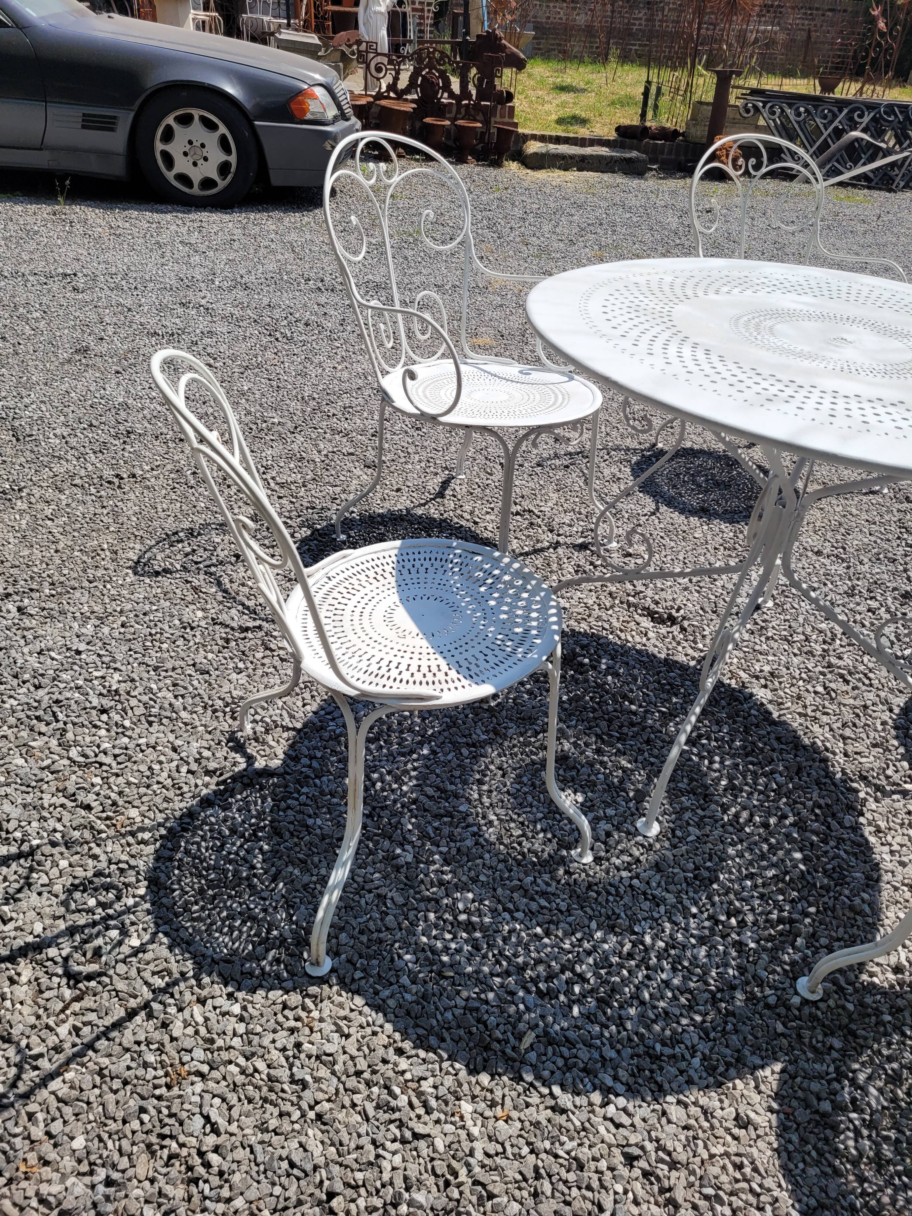 Old wrought iron garden furniture 3 armchairs + 2 chairs