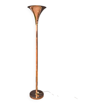 1930s italian art deco copper and brass floor lamp, 175cm