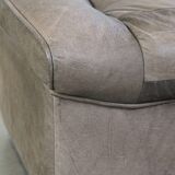 Grey leather elements design sofa 2 elements + footstool