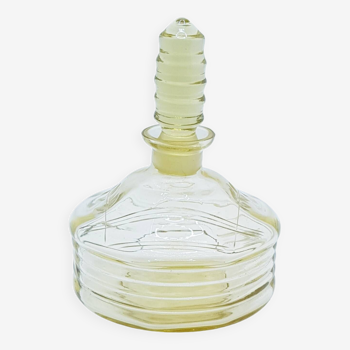 Honey glass etched perfume bottle