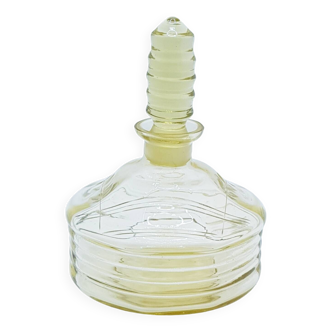 Honey glass etched perfume bottle