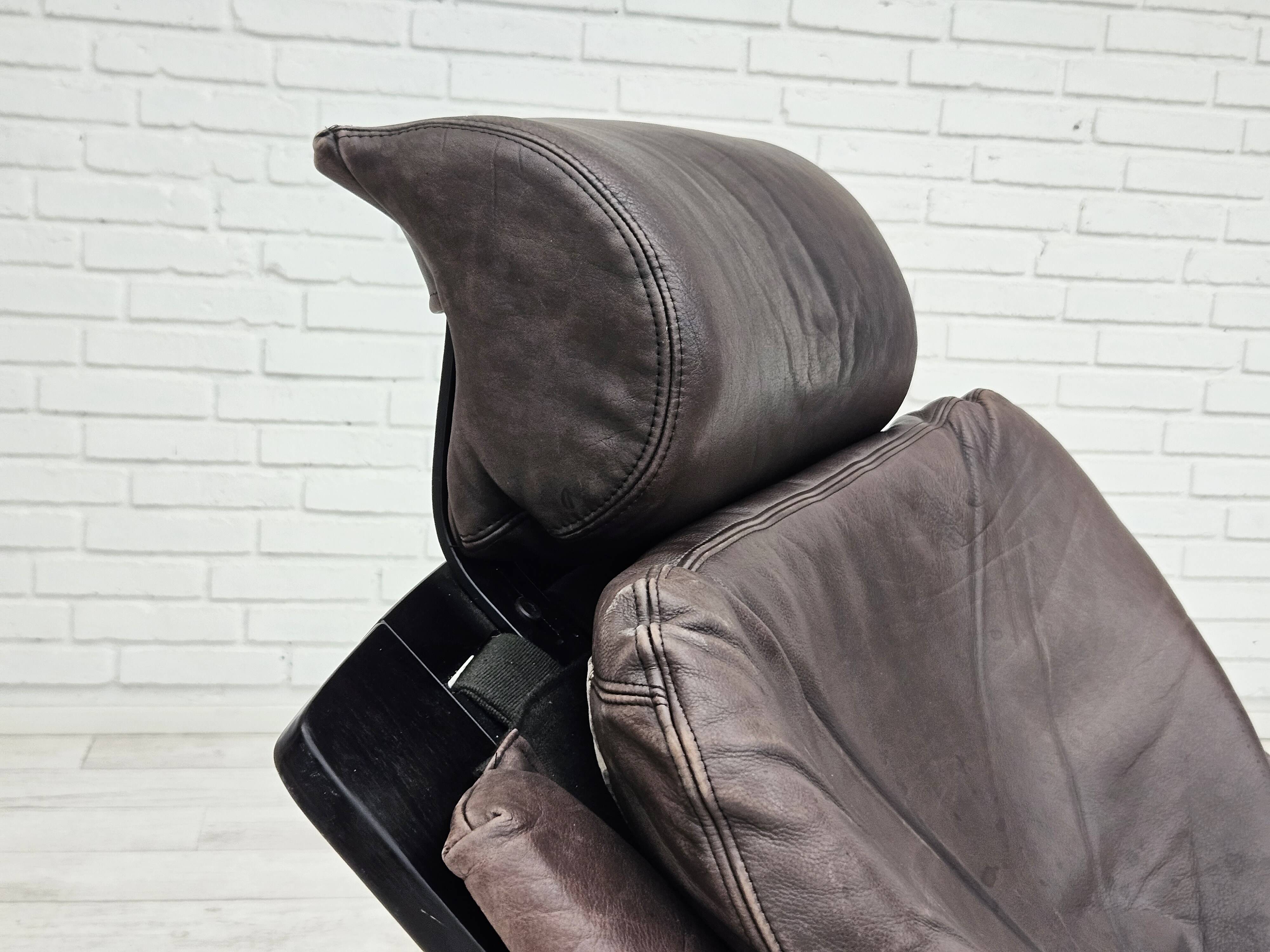 Chaise longue kroken, années 1970, design suédois par ake fribyter pour nelo, état d'origine.