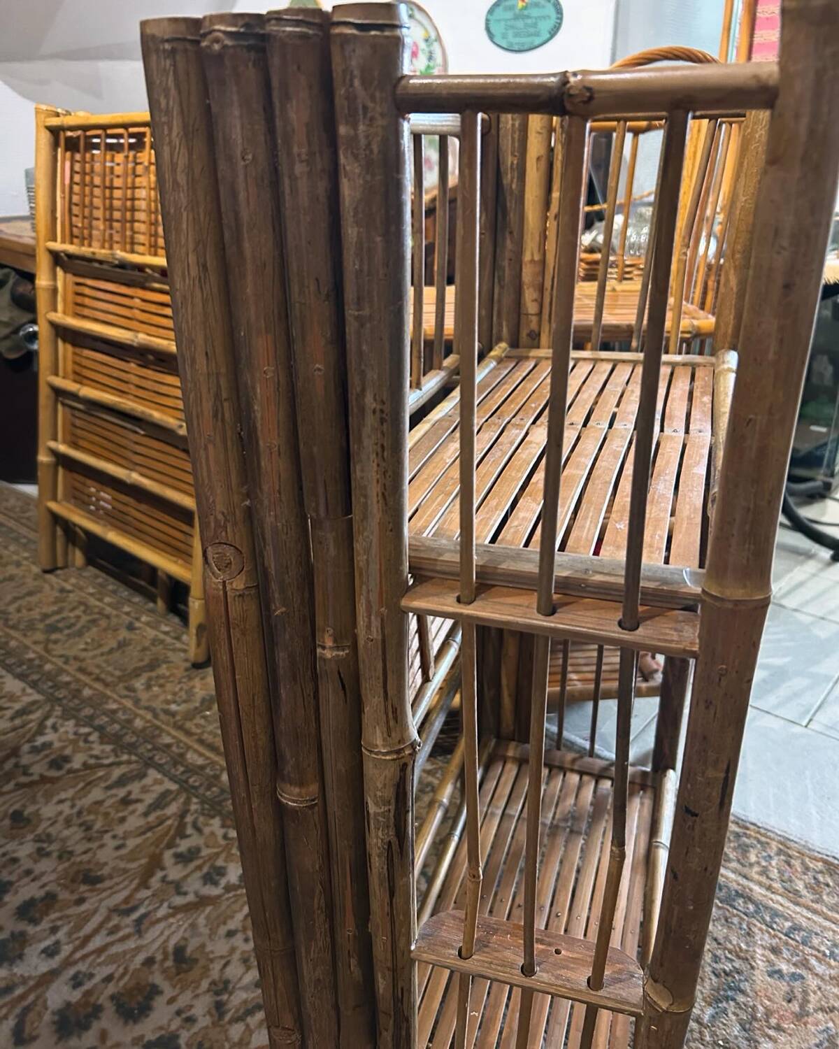 Bamboo standing shelf from the 60s