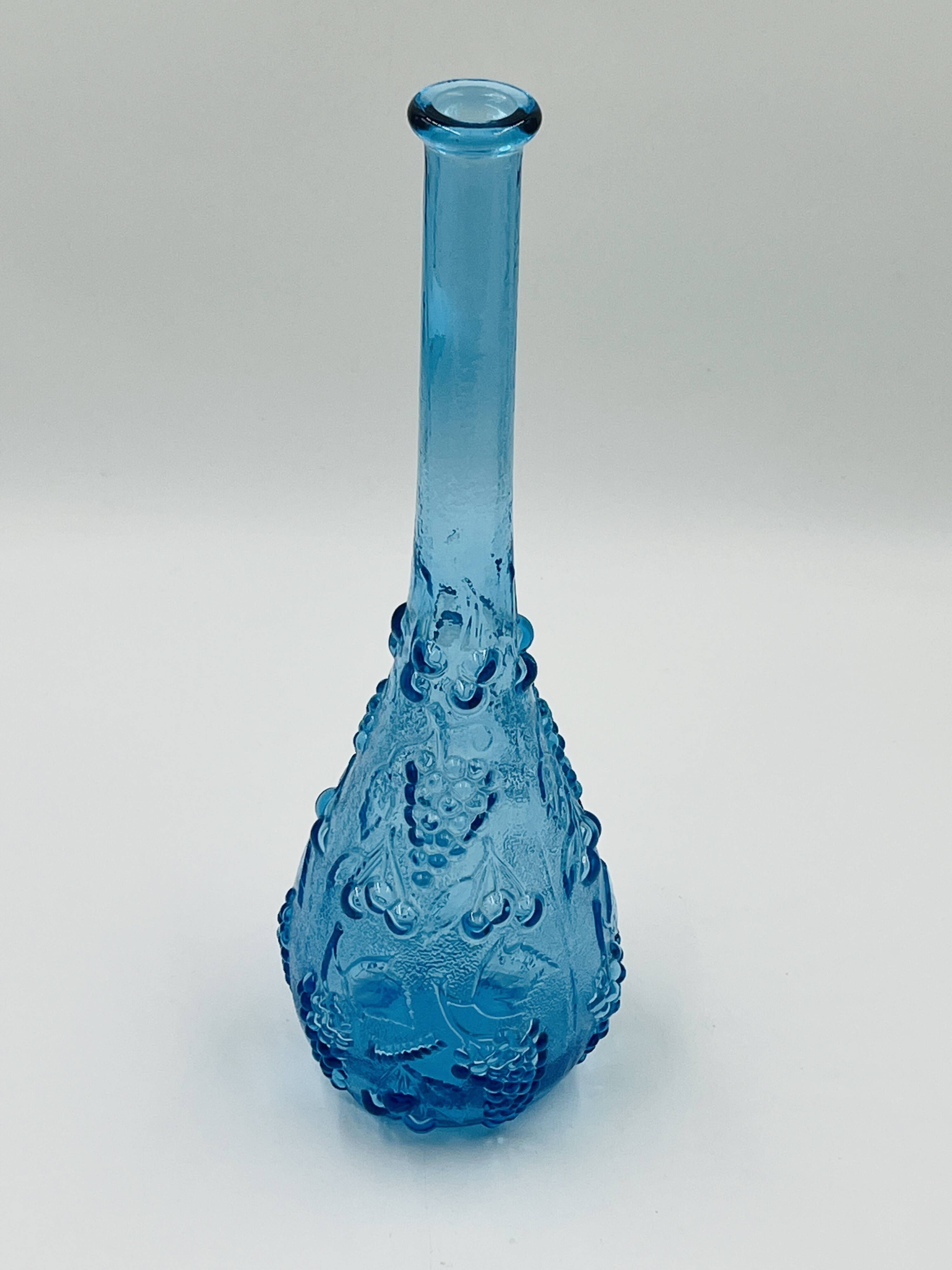 Grande bouteille vintage en verre bleu d'Empoli