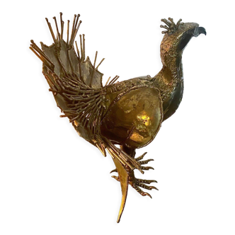 Peacock in gilded brass