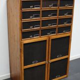 German industrial apothecary cabinet in oak and pine, mid-20th century