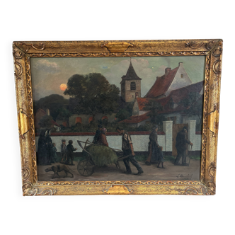 Large oil on canvas by Louis Munsbach from 1921.