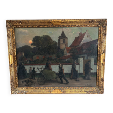 Large oil on canvas by Louis Munsbach from 1921.